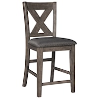 Relaxed Vintage Solid Wood Barstool with Nailhead Trim