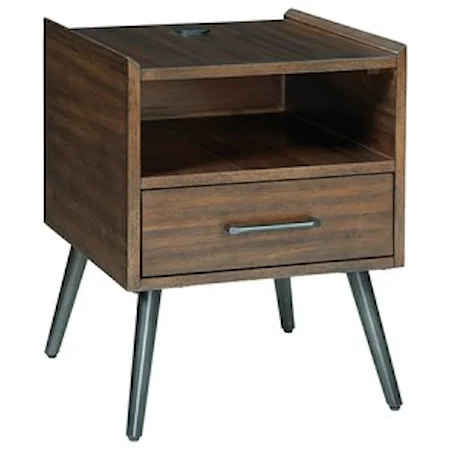 Mid-Century Modern Square End Table with USB Ports
