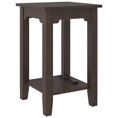Chair Side End Table with USB Charging and Shelf