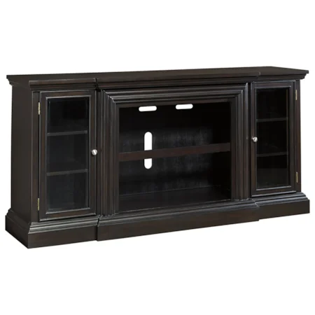 Transitional XL TV Stand with Breakfront Style