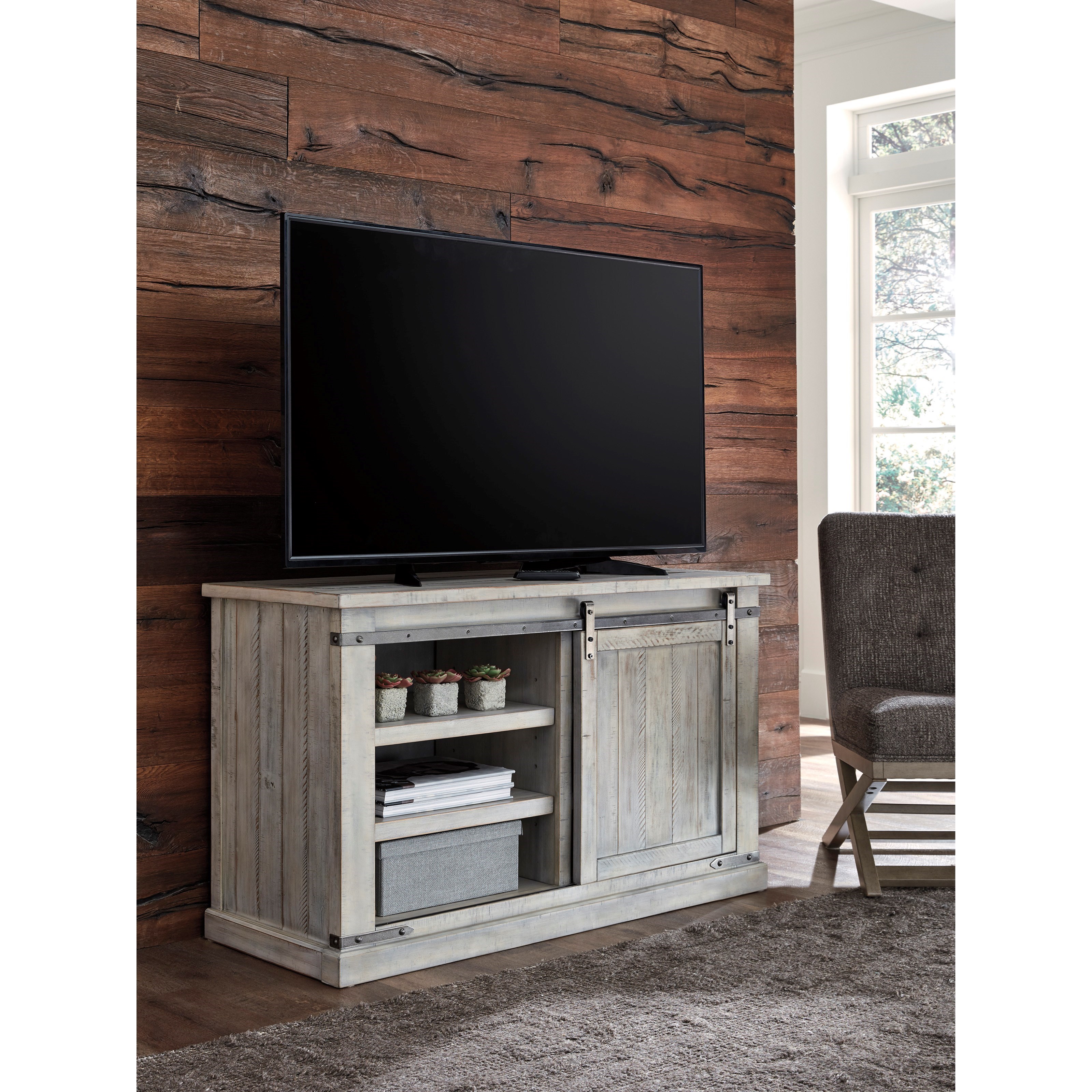 Ashley Signature Design Carynhurst W75528 Rustic White Medium TV Stand