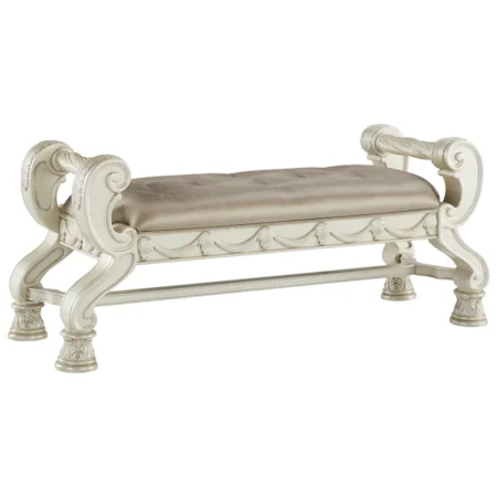 Traditional Large Upholstered Bedroom Bench