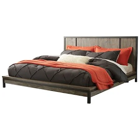 California King Platform Bed with Metal Accents 