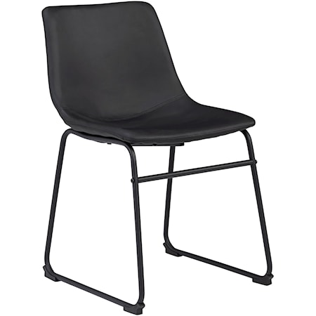 Contemporary Black Faux Leather Dining Upholstered Side Chair with Bucket Seat