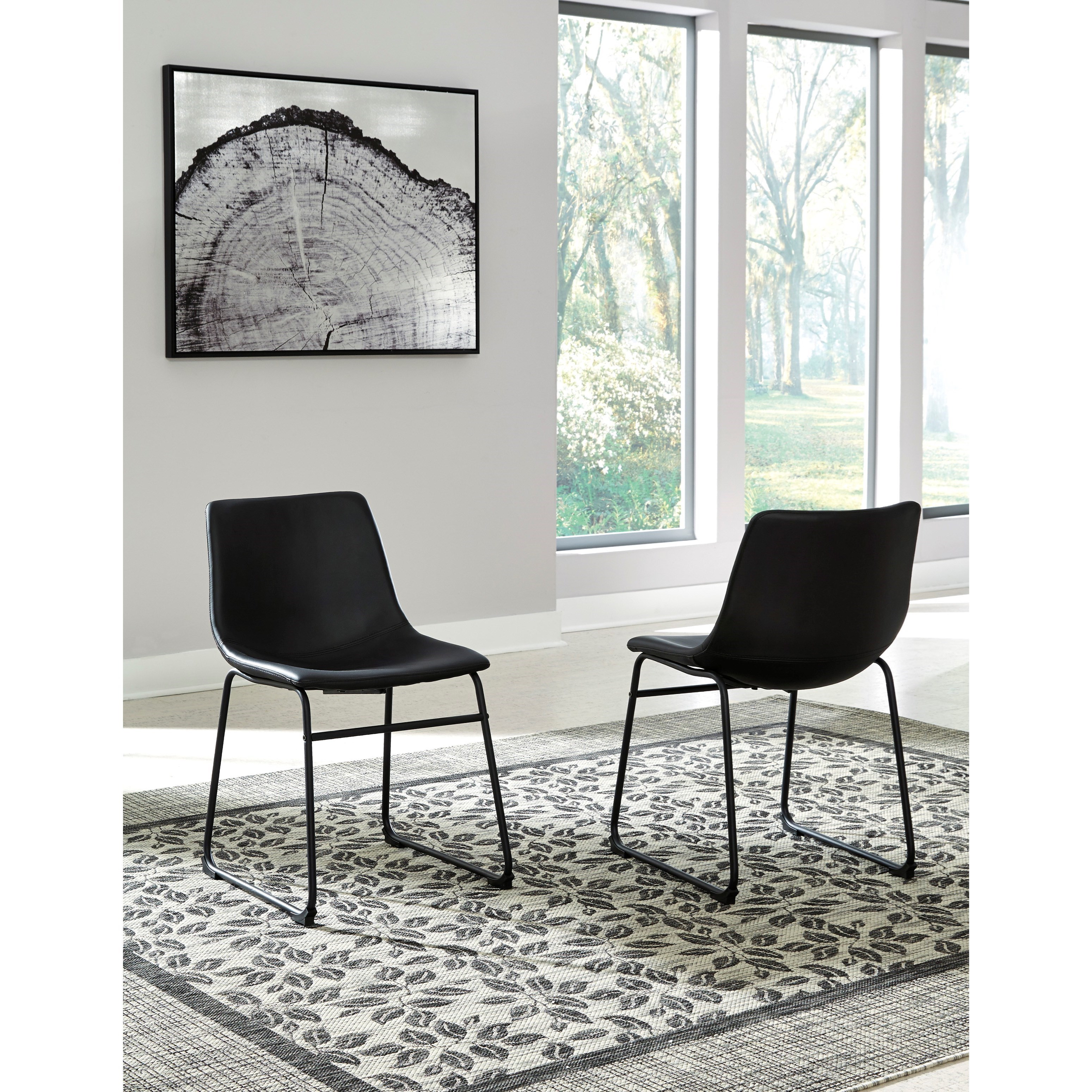 Signature Design by Ashley Centiar Contemporary Black Faux Leather Dining Upholstered Side Chair with Bucket Seat SuperStore Chair Dining Side Chairs