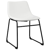 Contemporary White Faux Leather Dining Upholstered Side Chair with Bucket Seat