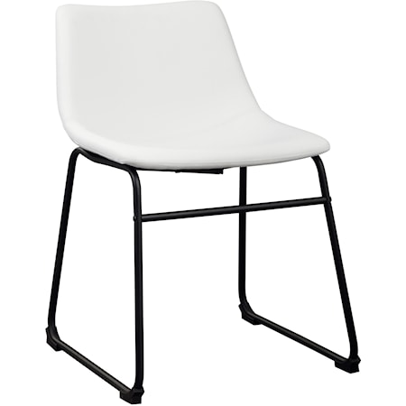 Contemporary White Faux Leather Dining Upholstered Side Chair with Bucket Seat