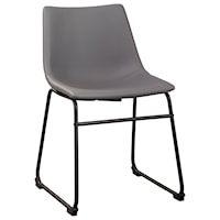 Contemporary Gray Faux Leather Dining Upholstered Side Chair with Bucket Seat