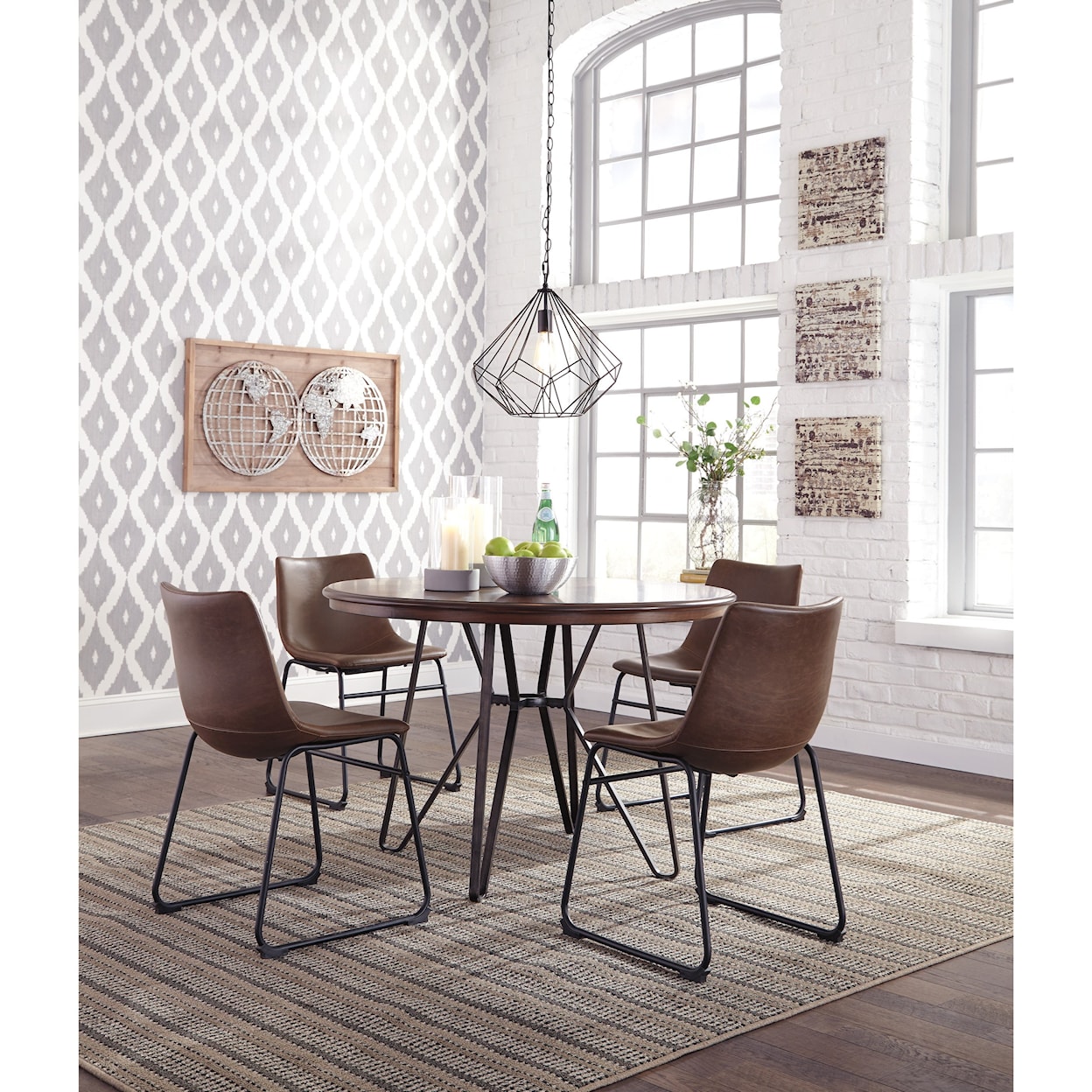 Signature Design by Ashley Centiar 5-Piece Round Dining Table Set