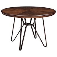 Round Dining Room Table with Metal Hairpin Legs