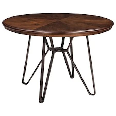 Round Dining Room Table with Metal Hairpin Legs