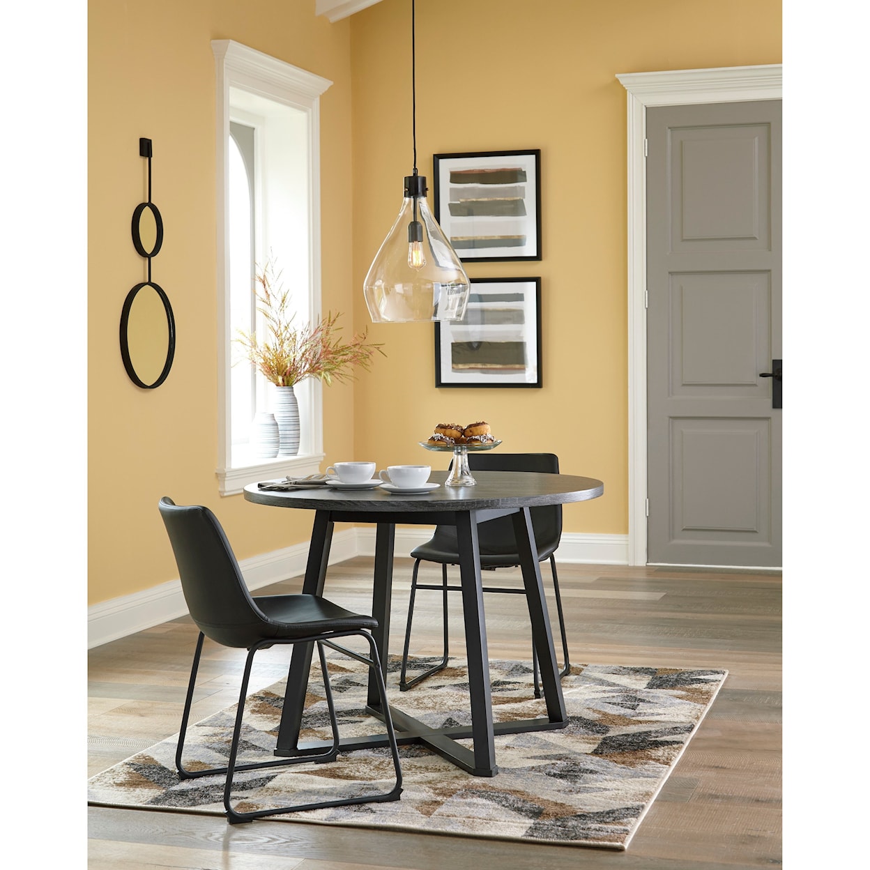 Signature Design by Ashley Centiar 3-Piece Round Dining Table Set