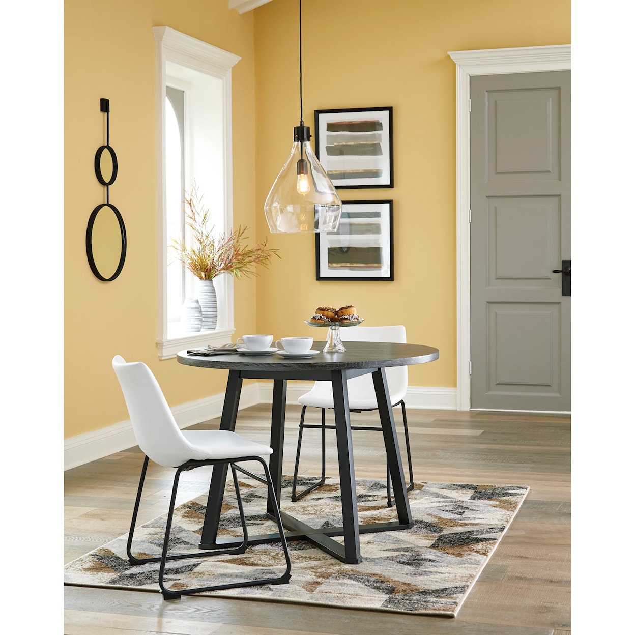 Ashley Furniture Signature Design Centiar 3-Piece Round Dining Table Set