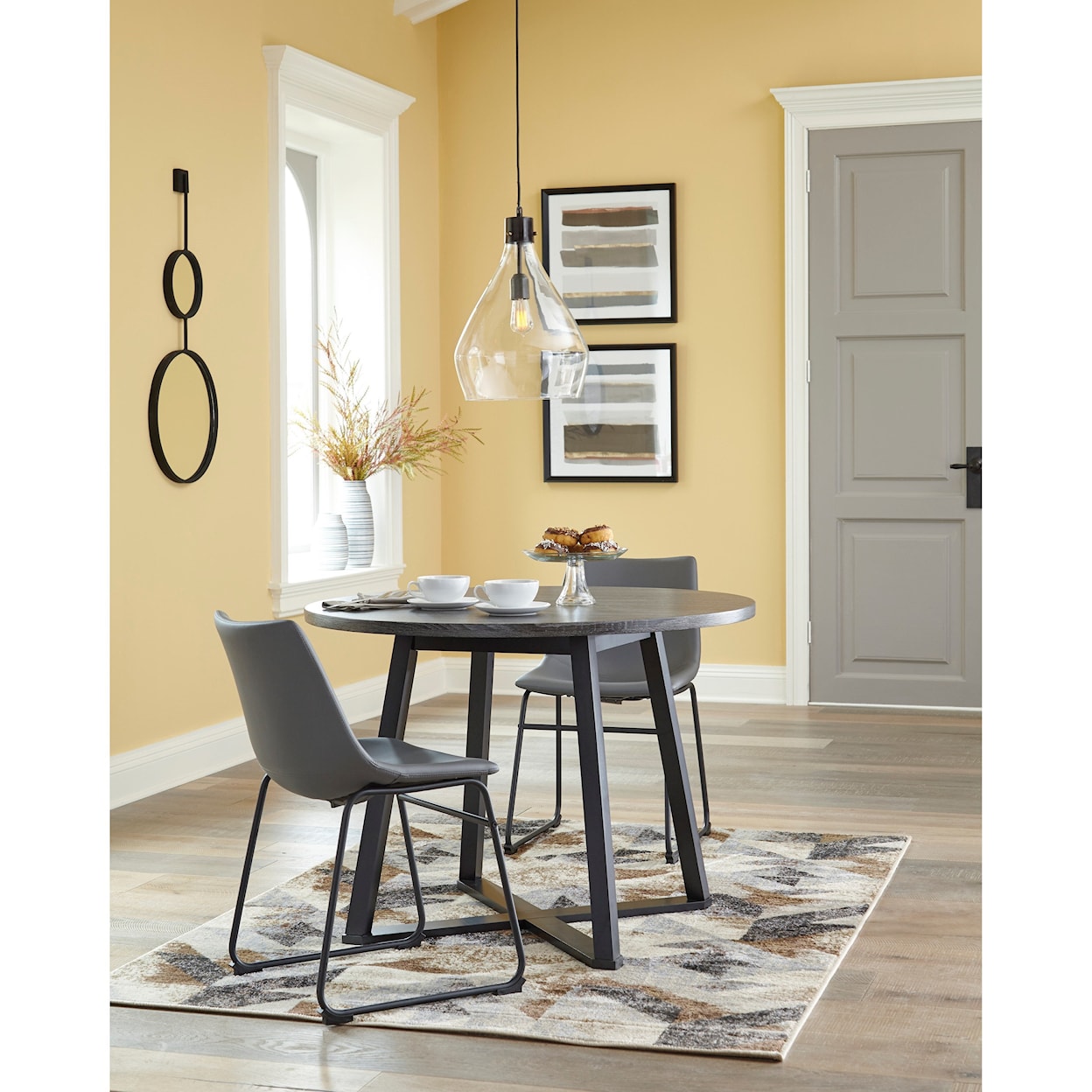Signature Design by Ashley Furniture Centiar 3-Piece Round Dining Table Set