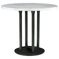 Round Dining Room Counter Table with Faux Marble Top