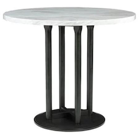 Round Dining Room Counter Table with Faux Marble Top