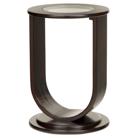 Round Chairside End Table with Glass Insert Top & Pedestal Base