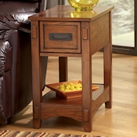 Brown Mission Cross Island Chairside End Table with Slide Board