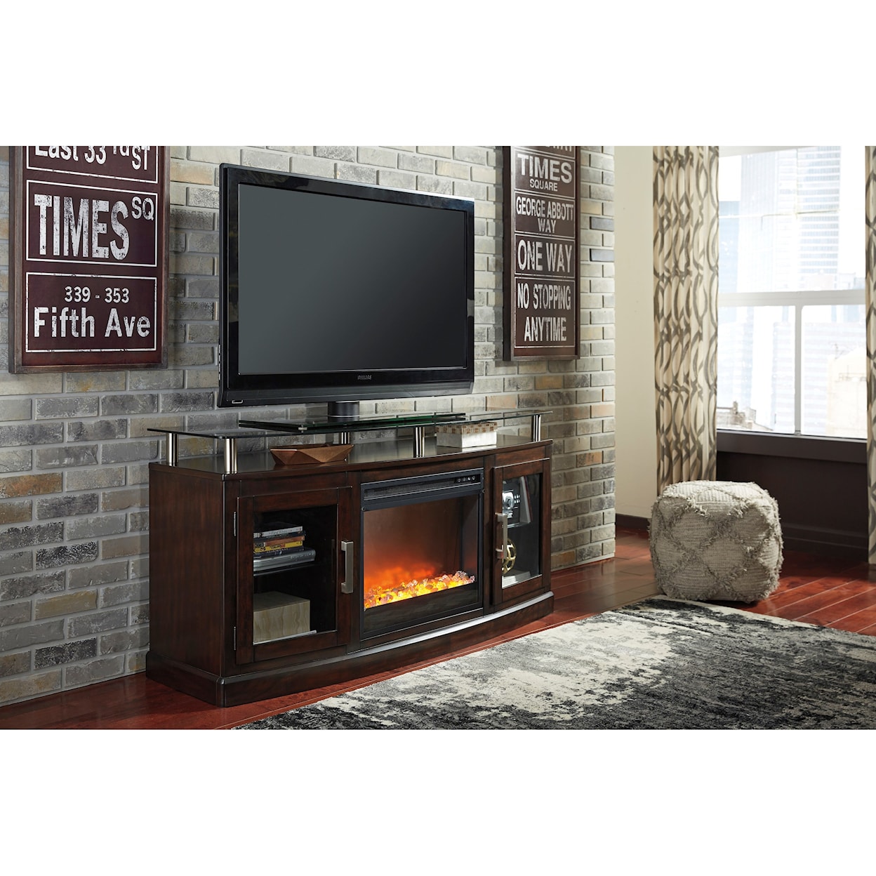 Signature Design by Ashley Chanceen Medium TV Stand with Fireplace Insert