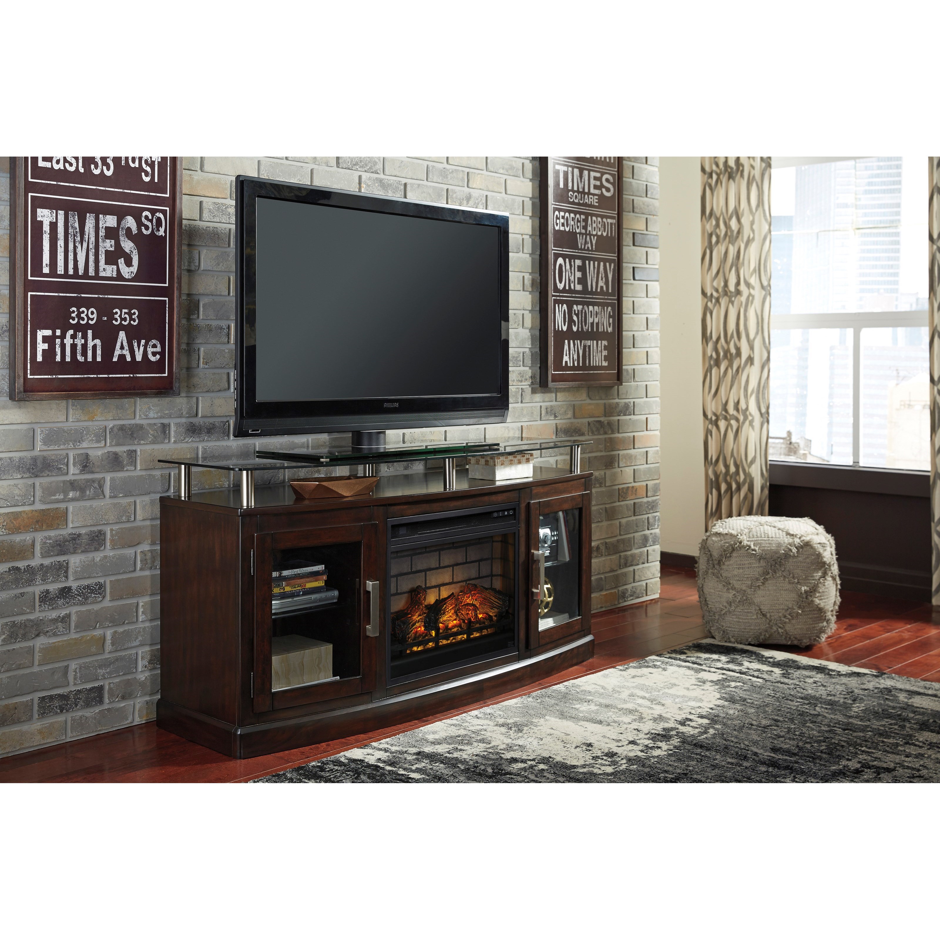 Signature Design by Ashley Chanceen W757W4 TV Stand with Fireplace