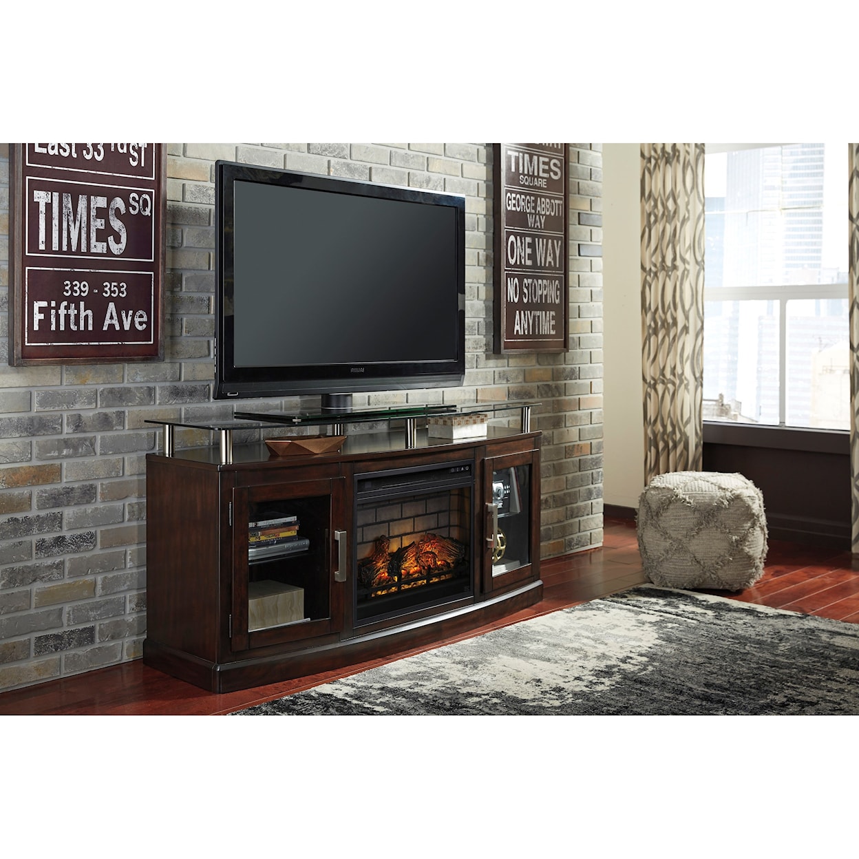 Signature Design by Ashley Chanceen Medium TV Stand with Fireplace Insert