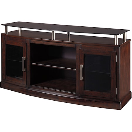 Medium TV Stand with Floating Black Tempered Glass Top