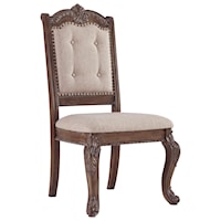 Traditional Dining Upholstered Side Chair with Ornate Details
