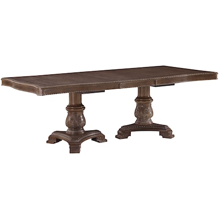 Traditional Double Pedestal  Rectangular Dining Room Extension Table