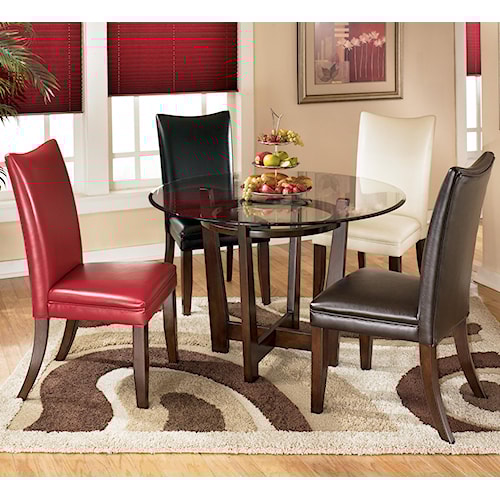title | Dining room table with different colored chairs
title | Dining room table with different colored chairs