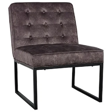 Faux Leather Accent Chair with Black Metal Base