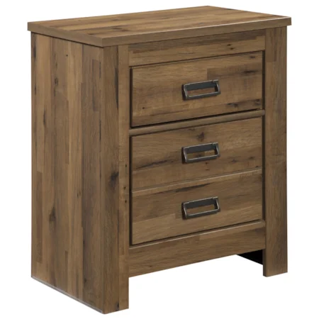 Two Drawer Night Stand with 2 USB Chargers