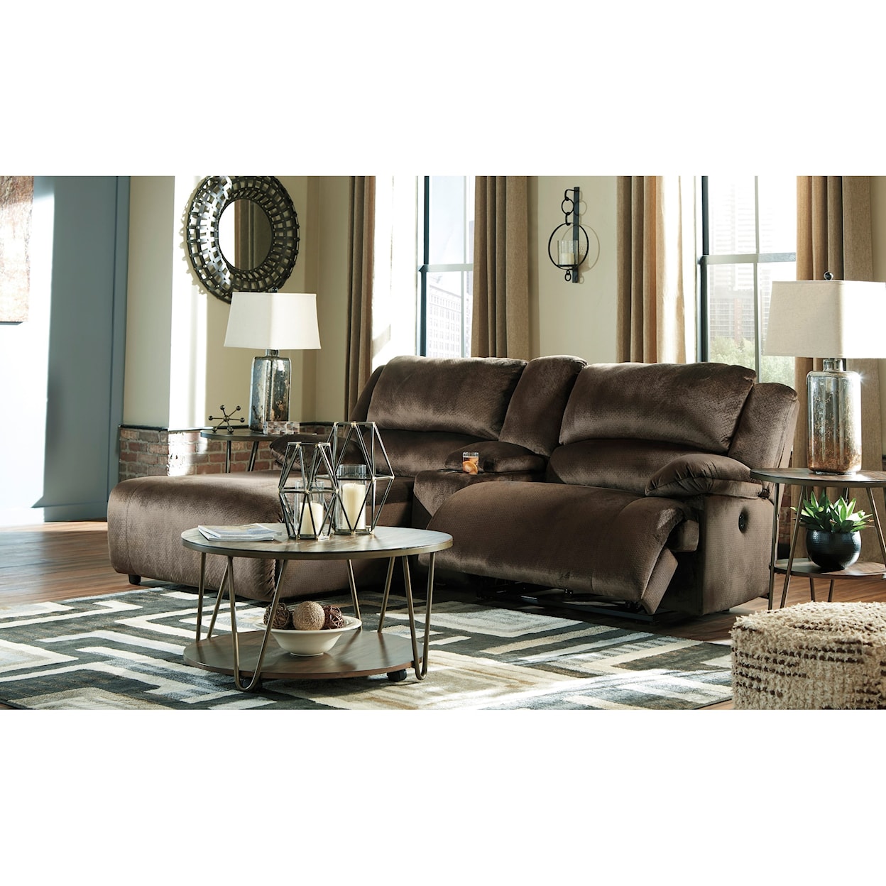 Signature Design by Ashley Clonmel Power Recl. Sectional w/ Chaise & Console