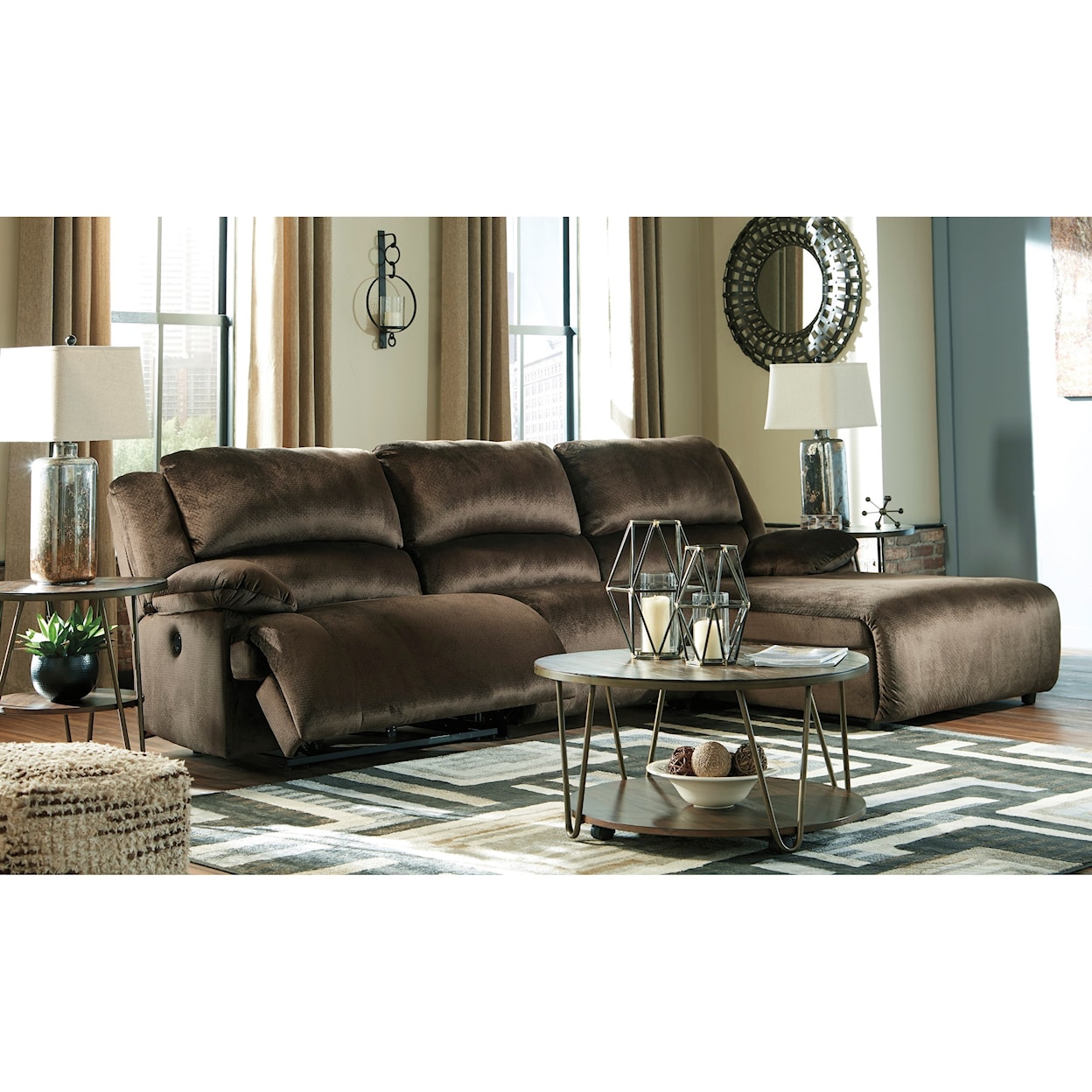 Signature Design by Ashley Clonmel Power Recl. Sectional with Pressback Chaise