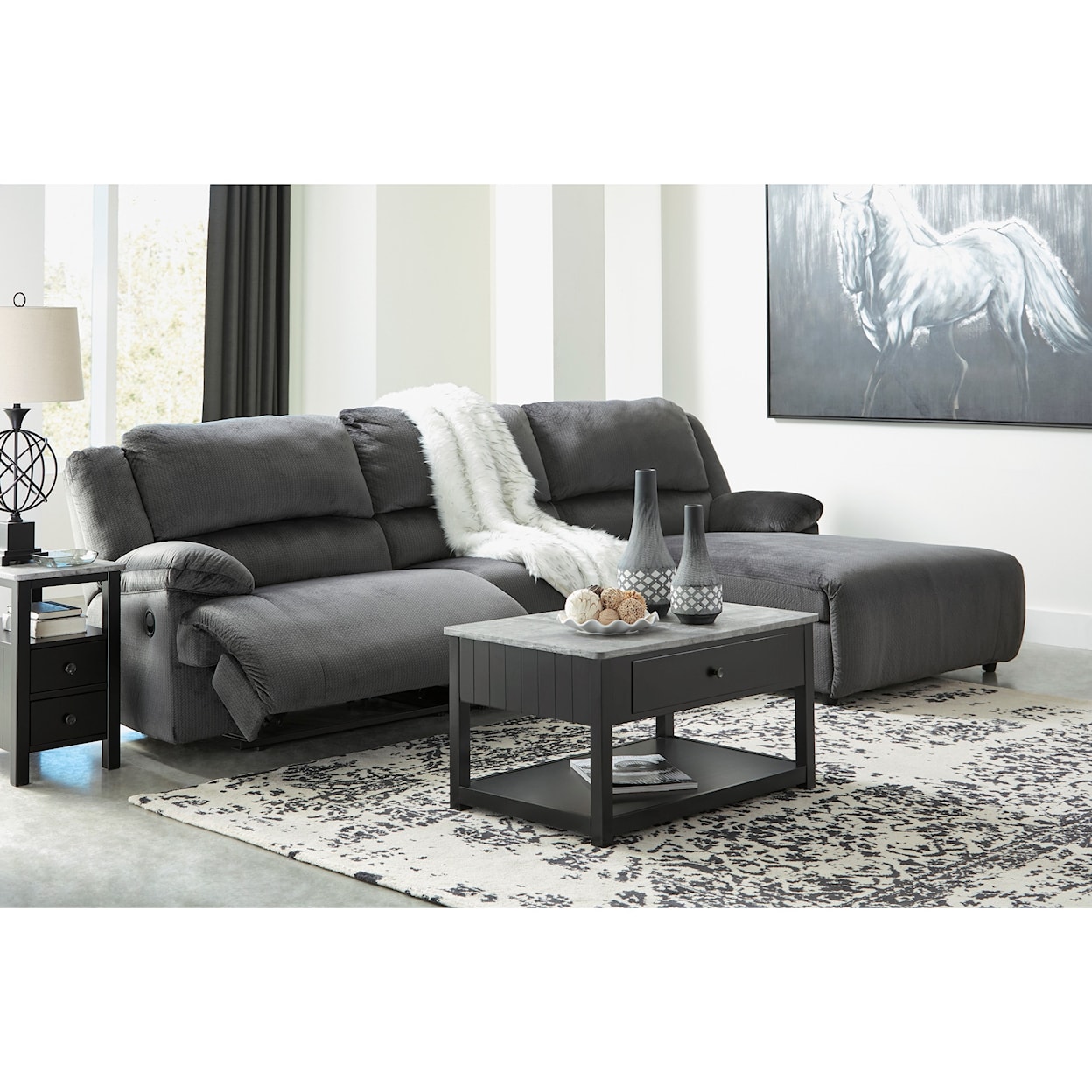 Signature Design by Ashley Clonmel Reclining Sectional with Pressback Chaise