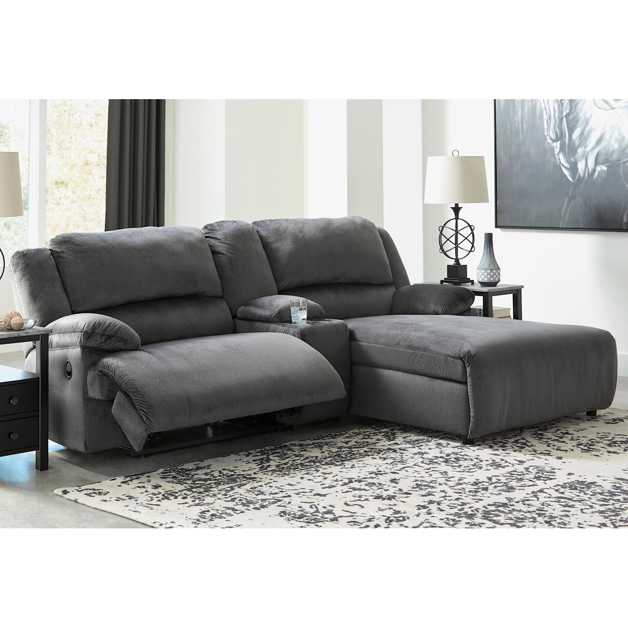Signature Design by Ashley Clonmel Reclining Sectional w/ Chaise & Console