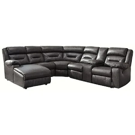 Six Piece Sectional with Storage Console and Chaise
