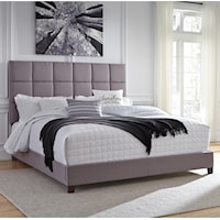 King Upholstered Bed in Gray Fabric