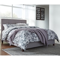 Queen Upholstered Bed with Channel Tufting & Gray Fabric