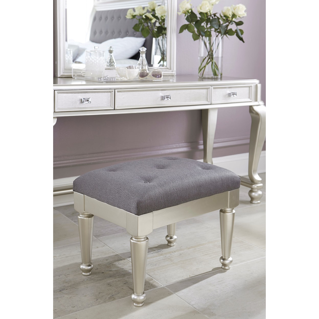 Ashley Furniture Signature Design Coralayne Upholstered Stool