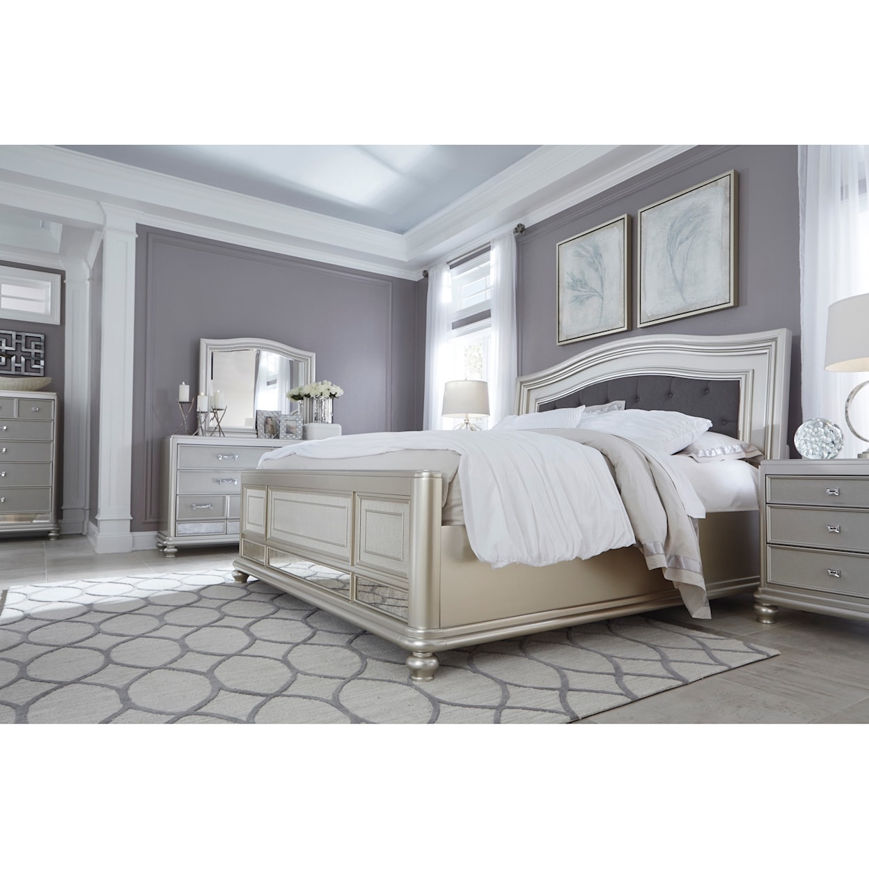 Signature Design by Ashley Coralayne King Panel Bed with Upholstered Headboard