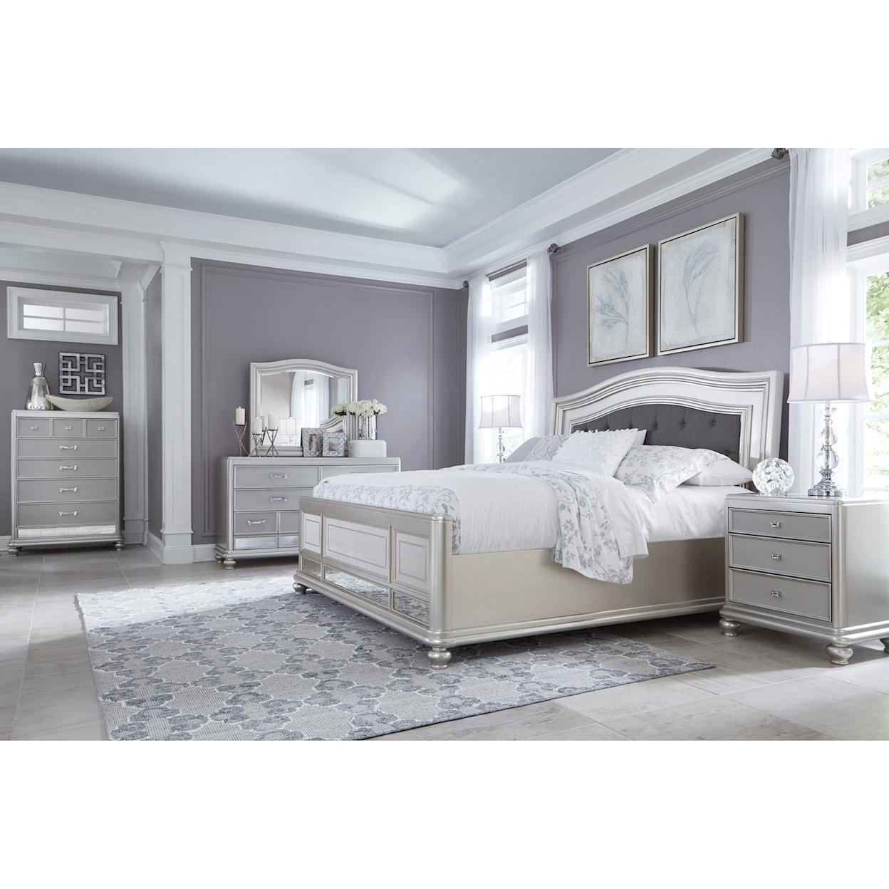 Signature Design by Ashley Coralayne King Panel Bed with Upholstered Headboard