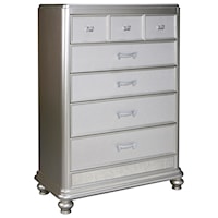 Five Drawer Chest in Silver Paint Finish
