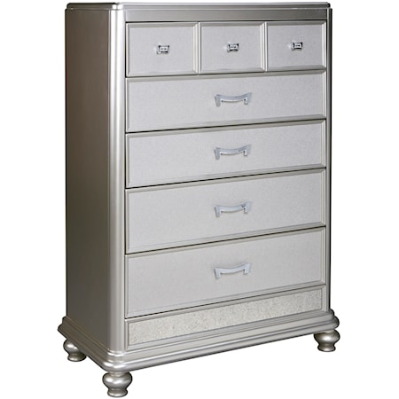 Five Drawer Chest in Silver Paint Finish