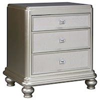 Three Drawer Night Stand in Silver Paint Finish
