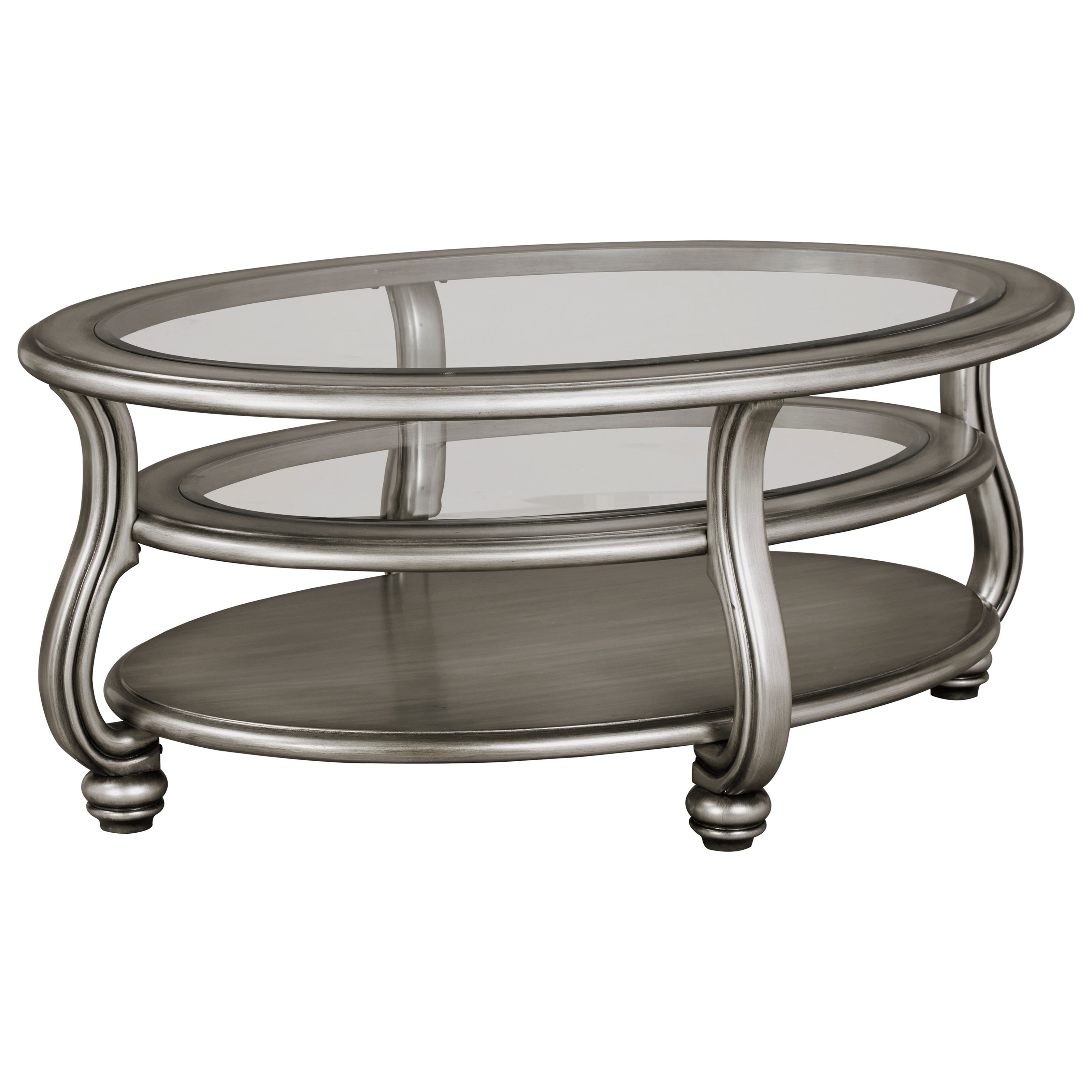 Ashley round sales glass coffee table
