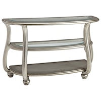 Demilune Sofa Table in Silver Finish with Glass Top