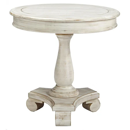Round Accent Table with Turned Pedestal Base