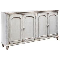 French Provincial Style Door Accent Cabinet in Antique White Finish