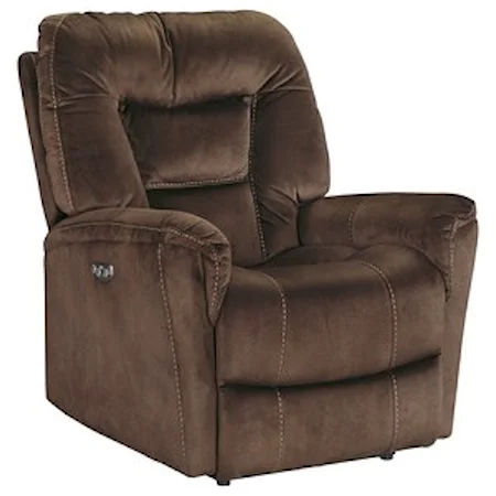 Power Recliner with Adjustable Headrest in Suede-Like Fabric