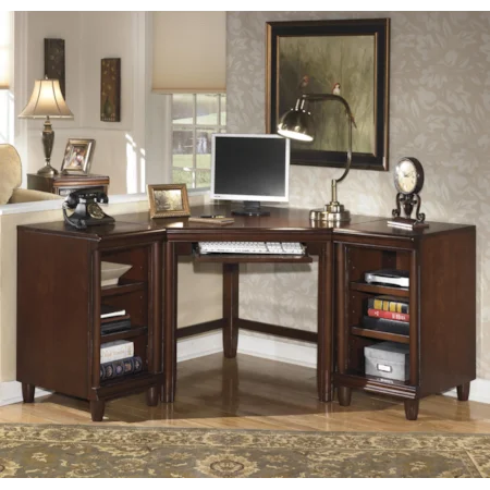 Home Office Corner Desk with Open Bases & Adjustable Shelving